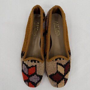 Artemis Design Co Loafers Wool Multi-Color Geometric Shoes Women's 37 US 7-7.5